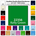 22"x22" Blank Solid Kelly Green Imported 100% Cotton Bandanna